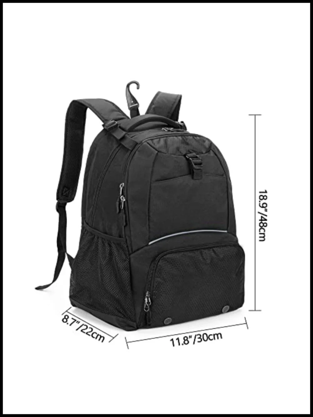 Tennis Backpack for 2 Rackets with Shoe Compartment, Nylon Pickleball Bag